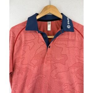 UNRL GOLF Short Sleeve Performance Polo Shirt Red Camo Print Evans Mens Size M